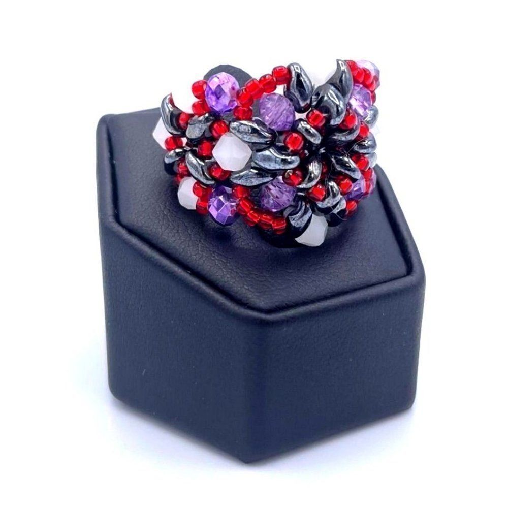 Hematite Black With Amethyst And Ruby Crystal Bea… - image 8